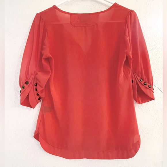 Angie // Boho Studded Blouse in Coral - Picture 4 of 5